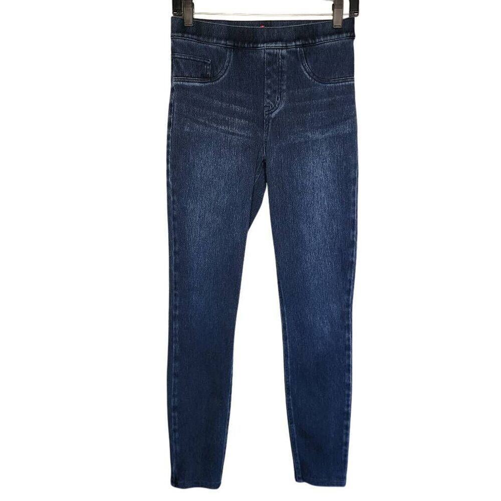 Spanx Women Jeans, Blue Denim Stretchy Pull-On Skinny Jeggings, Sz Small